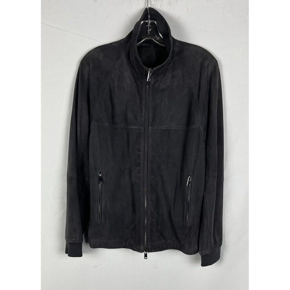$1295 Theory Otis Suede Zip-Up Jacket Basalt Size M